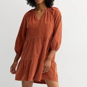 Sonoma Rust Corduroy Tiered Dress